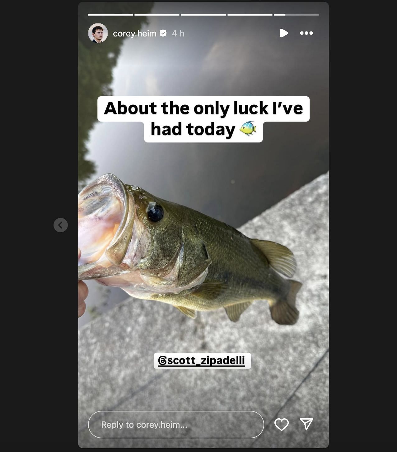 Corey Heim posts an Instagram story reflecting on his Truck series defeat at North Wilkesboro Speedway. Source:@Instagram/corey.heim
